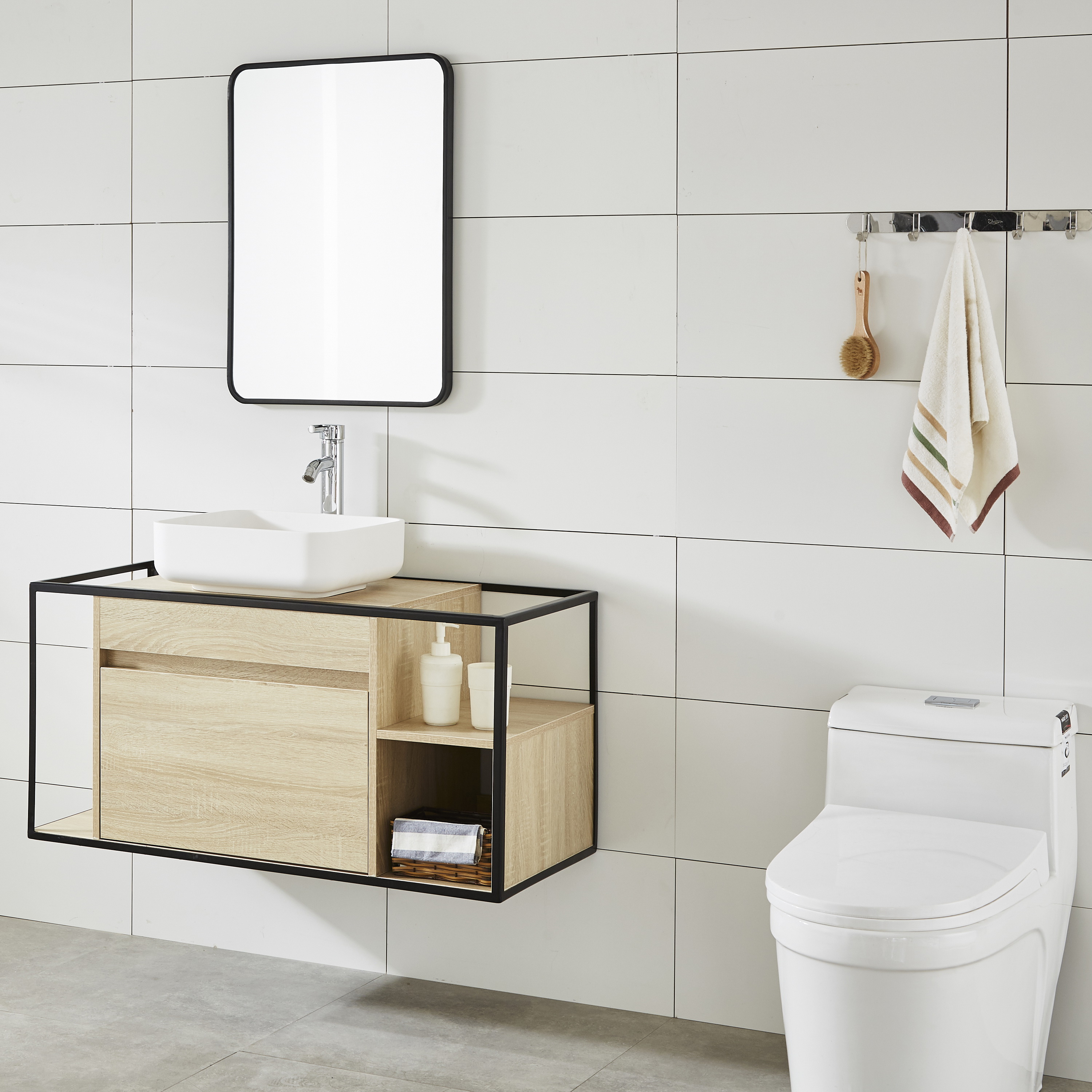 Estilo Industria marco nuevo diseño Negro metal Matt Cuarto de baño